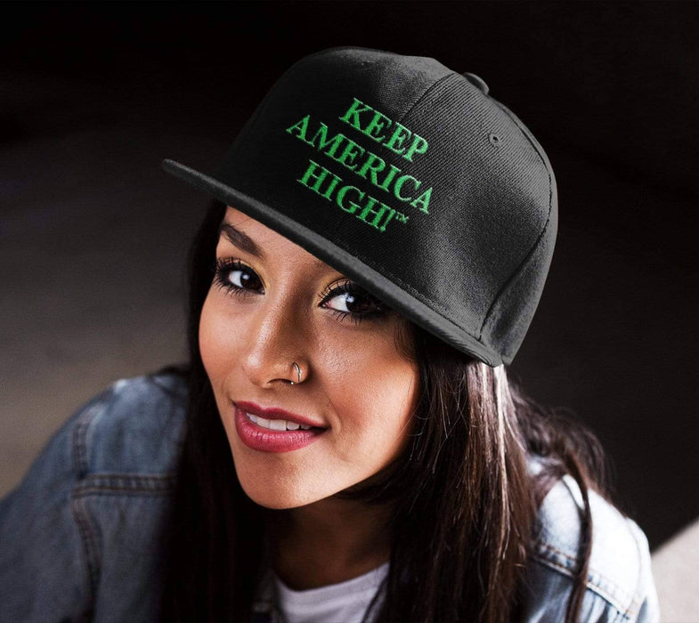 headware Keep America High Green Text Black 6 Panel Hat
